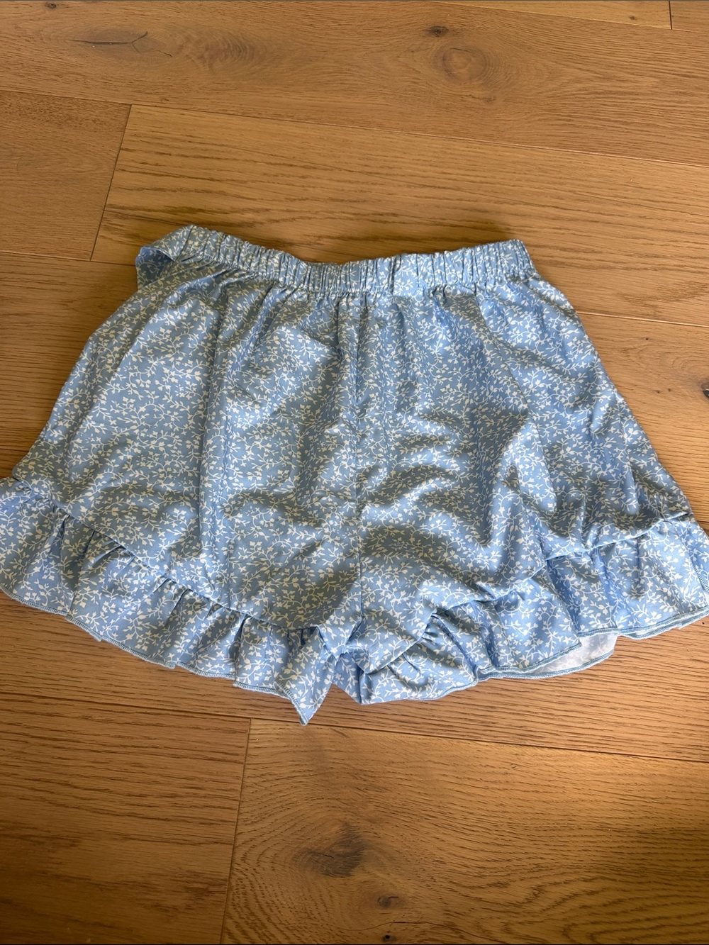 Light Blue Floral Ruffle Wrap Shorts/Skirt - Picture 2 of 2